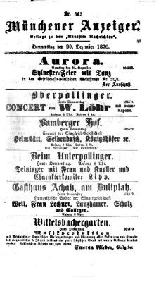 Münchener Anzeiger (Münchner neueste Nachrichten) Donnerstag 29. Dezember 1870