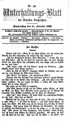 Neueste Nachrichten aus dem Gebiete der Politik (Münchner neueste Nachrichten) Donnerstag 11. Februar 1869