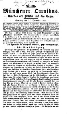 Münchener Omnibus Samstag 27. Dezember 1862