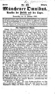 Münchener Omnibus Donnerstag 12. Februar 1863