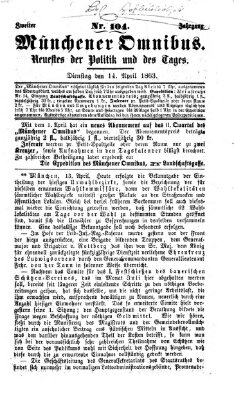 Münchener Omnibus Dienstag 14. April 1863