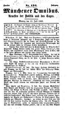 Münchener Omnibus Montag 13. Juli 1863