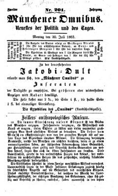 Münchener Omnibus Montag 20. Juli 1863