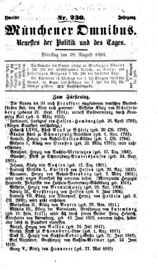 Münchener Omnibus Dienstag 18. August 1863
