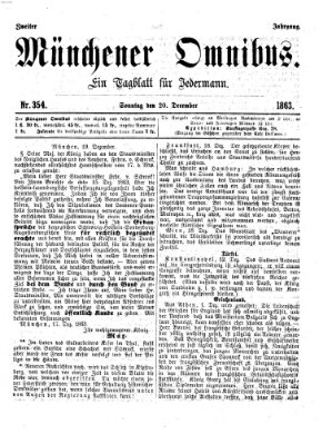 Münchener Omnibus Sonntag 20. Dezember 1863