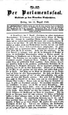 Der Parlamentssaal (Münchner neueste Nachrichten) Freitag 11. August 1848