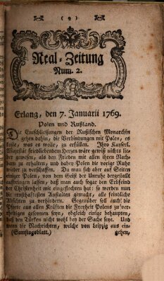 Real-Zeitung (Erlanger Real-Zeitung) Samstag 7. Januar 1769
