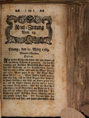 Real-Zeitung (Erlanger Real-Zeitung) Dienstag 21. März 1769