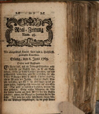 Real-Zeitung (Erlanger Real-Zeitung) Dienstag 6. Juni 1769