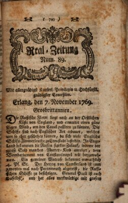 Real-Zeitung (Erlanger Real-Zeitung) Dienstag 7. November 1769