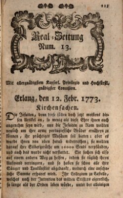 Real-Zeitung (Erlanger Real-Zeitung) Freitag 12. Februar 1773