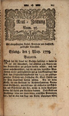 Real-Zeitung (Erlanger Real-Zeitung) Dienstag 5. Mai 1778