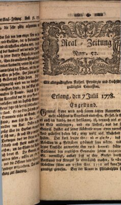 Real-Zeitung (Erlanger Real-Zeitung) Dienstag 7. Juli 1778