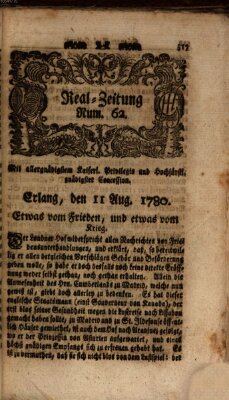 Real-Zeitung (Erlanger Real-Zeitung) Freitag 11. August 1780