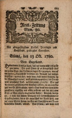 Real-Zeitung (Erlanger Real-Zeitung) Freitag 13. Oktober 1780