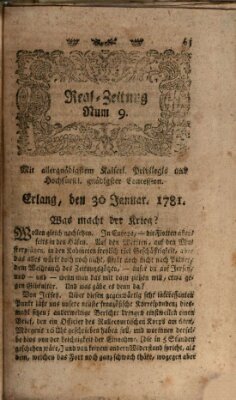 Real-Zeitung (Erlanger Real-Zeitung) Dienstag 30. Januar 1781