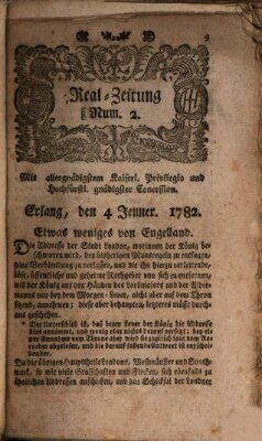 Real-Zeitung (Erlanger Real-Zeitung) Freitag 4. Januar 1782