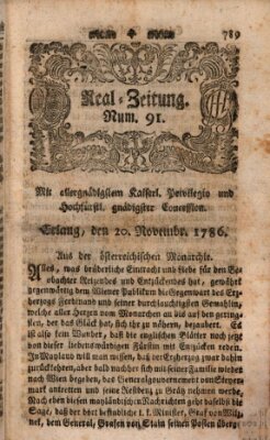 Real-Zeitung (Erlanger Real-Zeitung) Montag 20. November 1786