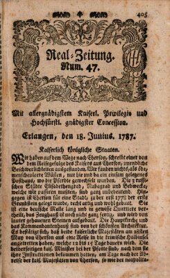 Real-Zeitung (Erlanger Real-Zeitung) Montag 18. Juni 1787