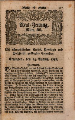 Real-Zeitung (Erlanger Real-Zeitung) Freitag 24. August 1787