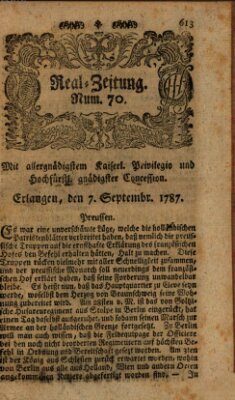 Real-Zeitung (Erlanger Real-Zeitung) Freitag 7. September 1787