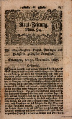 Real-Zeitung (Erlanger Real-Zeitung) Freitag 30. November 1787