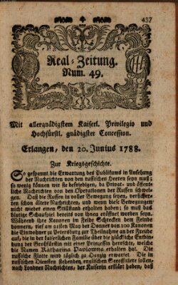 Real-Zeitung (Erlanger Real-Zeitung) Freitag 20. Juni 1788