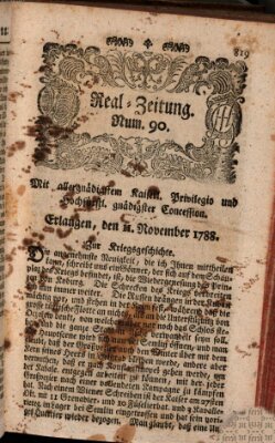 Real-Zeitung (Erlanger Real-Zeitung) Dienstag 11. November 1788
