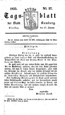 Tag-Blatt der Stadt Bamberg (Bamberger Tagblatt) Dienstag 27. Januar 1835