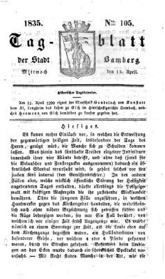 Tag-Blatt der Stadt Bamberg (Bamberger Tagblatt) Mittwoch 15. April 1835