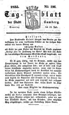 Tag-Blatt der Stadt Bamberg (Bamberger Tagblatt) Sonntag 19. Juli 1835