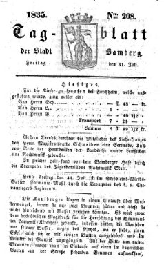 Tag-Blatt der Stadt Bamberg (Bamberger Tagblatt) Freitag 31. Juli 1835