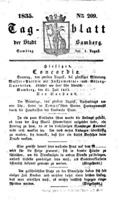 Tag-Blatt der Stadt Bamberg (Bamberger Tagblatt) Samstag 1. August 1835