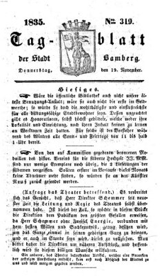 Tag-Blatt der Stadt Bamberg (Bamberger Tagblatt) Donnerstag 19. November 1835