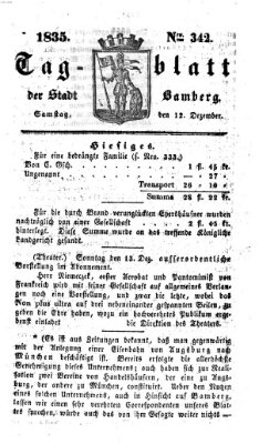 Tag-Blatt der Stadt Bamberg (Bamberger Tagblatt) Samstag 12. Dezember 1835