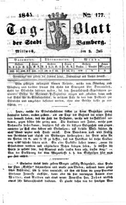 Tag-Blatt der Stadt Bamberg (Bamberger Tagblatt) Mittwoch 2. Juli 1845