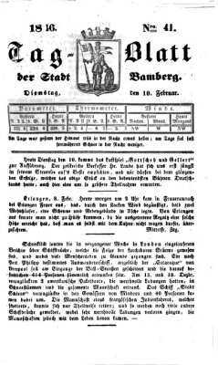Tag-Blatt der Stadt Bamberg (Bamberger Tagblatt) Dienstag 10. Februar 1846
