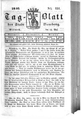 Tag-Blatt der Stadt Bamberg (Bamberger Tagblatt) Mittwoch 13. Mai 1846