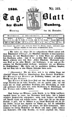 Tag-Blatt der Stadt Bamberg (Bamberger Tagblatt) Montag 16. November 1846
