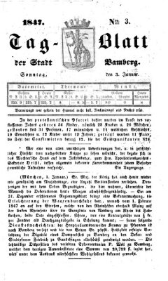 Tag-Blatt der Stadt Bamberg (Bamberger Tagblatt) Sonntag 3. Januar 1847