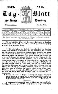 Tag-Blatt der Stadt Bamberg (Bamberger Tagblatt) Donnerstag 1. April 1847