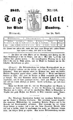 Tag-Blatt der Stadt Bamberg (Bamberger Tagblatt) Mittwoch 28. April 1847