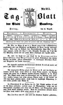 Tag-Blatt der Stadt Bamberg (Bamberger Tagblatt) Freitag 6. August 1847