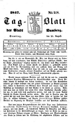 Tag-Blatt der Stadt Bamberg (Bamberger Tagblatt) Samstag 21. August 1847