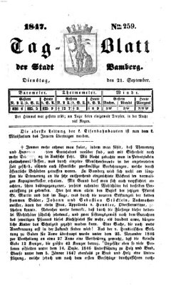 Tag-Blatt der Stadt Bamberg (Bamberger Tagblatt) Dienstag 21. September 1847