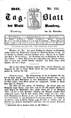 Tag-Blatt der Stadt Bamberg (Bamberger Tagblatt) Dienstag 23. November 1847