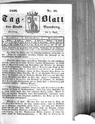 Tag-Blatt der Stadt Bamberg (Bamberger Tagblatt) Freitag 7. April 1848
