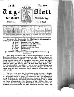 Tag-Blatt der Stadt Bamberg (Bamberger Tagblatt) Sonntag 9. April 1848