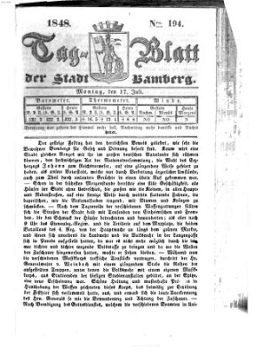 Tag-Blatt der Stadt Bamberg (Bamberger Tagblatt) Montag 17. Juli 1848