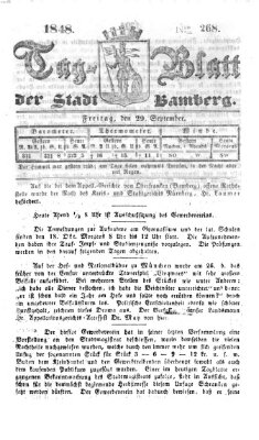 Tag-Blatt der Stadt Bamberg (Bamberger Tagblatt) Freitag 29. September 1848